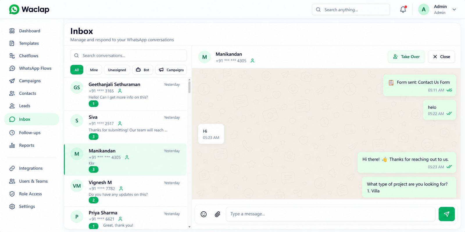 Shared inbox screen